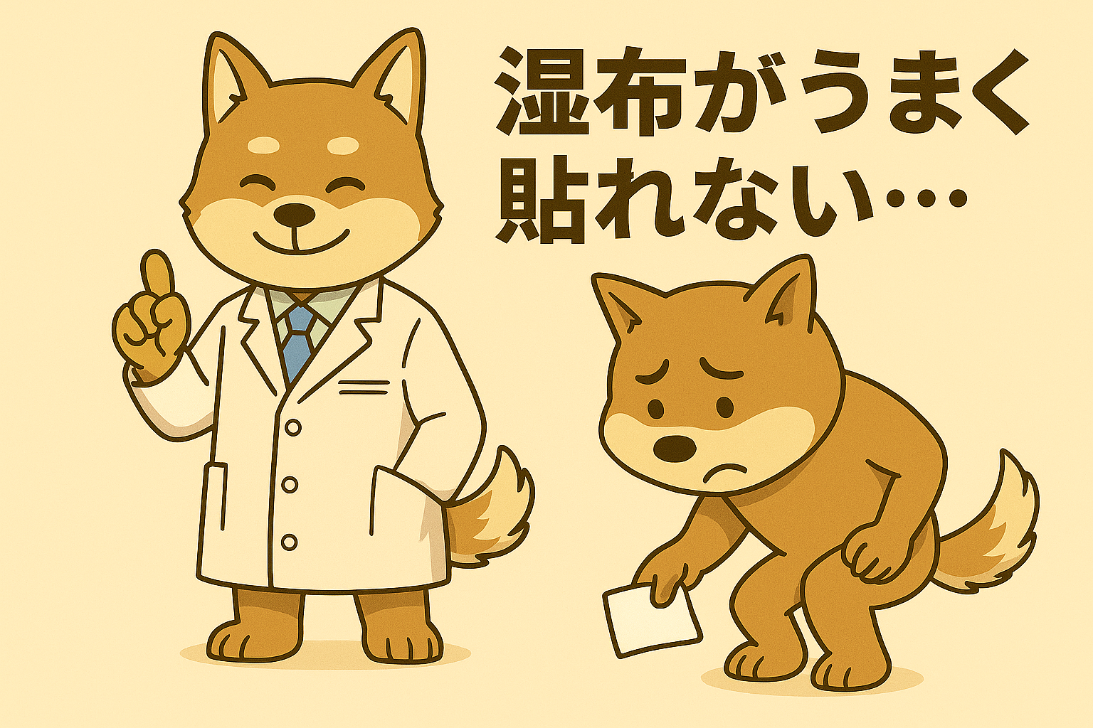 湿布が上手く貼れない写真